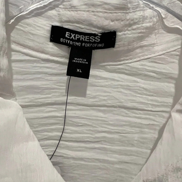 Express White Wrinkle Look Button Down Blouse NWT - Picture 4 of 7
